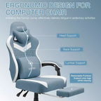 Hoffree Sedia da gaming massaggiante traspirante con poggiapiedi e regolabile, sedia da ufficio ergonomica per PC
