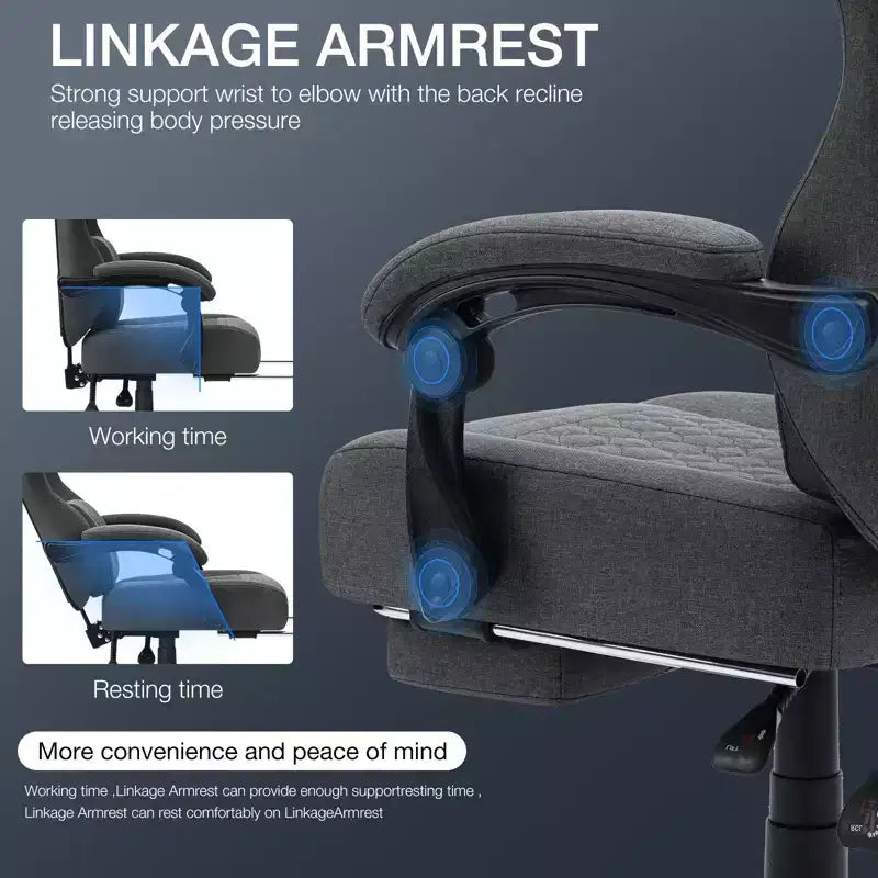 Hoffree Sedia da gaming massaggiante traspirante con poggiapiedi e regolabile, sedia da ufficio ergonomica per PC
