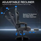 Hoffree Sedia da gaming massaggiante traspirante con poggiapiedi e regolabile, sedia da ufficio ergonomica per PC