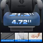 Hoffree Sedia da gaming massaggiante traspirante con poggiapiedi e regolabile, sedia da ufficio ergonomica per PC