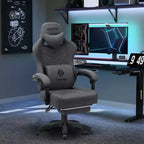 Hoffree Sedia da gaming massaggiante traspirante con poggiapiedi e regolabile, sedia da ufficio ergonomica per PC