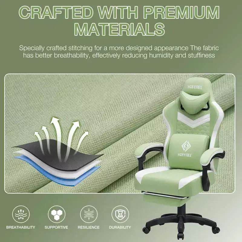 Hoffree Sedia da gaming massaggiante traspirante con poggiapiedi e regolabile, sedia da ufficio ergonomica per PC
