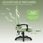Hoffree Sedia da gaming massaggiante traspirante con poggiapiedi e regolabile, sedia da ufficio ergonomica per PC