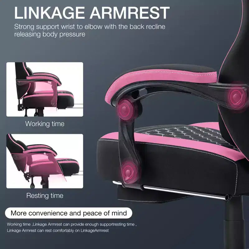 Hoffree Sedia da gaming massaggiante traspirante con poggiapiedi e regolabile, sedia da ufficio ergonomica per PC