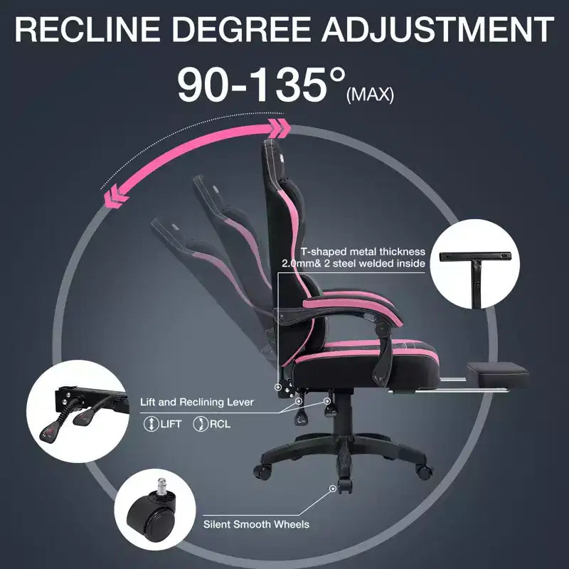 Hoffree Sedia da gaming massaggiante traspirante con poggiapiedi e regolabile, sedia da ufficio ergonomica per PC