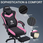 Hoffree Sedia da gaming massaggiante traspirante con poggiapiedi e regolabile, sedia da ufficio ergonomica per PC