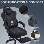 Hoffree Sedia da gaming massaggiante traspirante con poggiapiedi e regolabile, sedia da ufficio ergonomica per PC