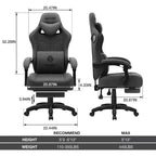 Sedia da gaming Hoffree traspirante con massaggio Sedia da ufficio ergonomica per PC con altoparlante Bluetooth e poggiapiedi