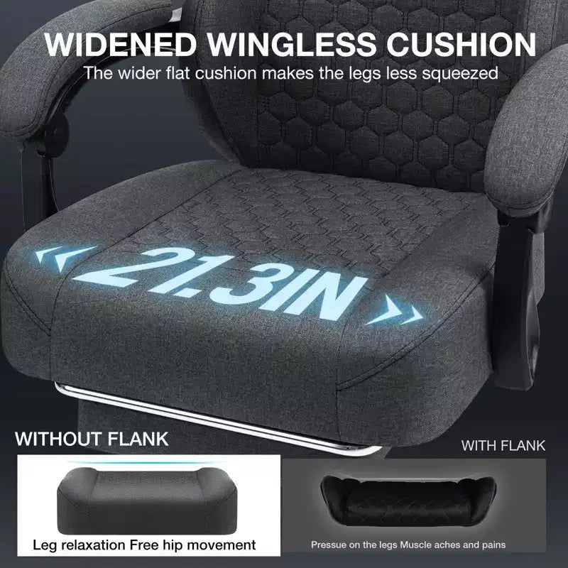 Sedia da gaming Hoffree traspirante con massaggio Sedia da ufficio ergonomica per PC con altoparlante Bluetooth e poggiapiedi