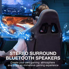 Sedia da gaming Hoffree traspirante con massaggio Sedia da ufficio ergonomica per PC con altoparlante Bluetooth e poggiapiedi