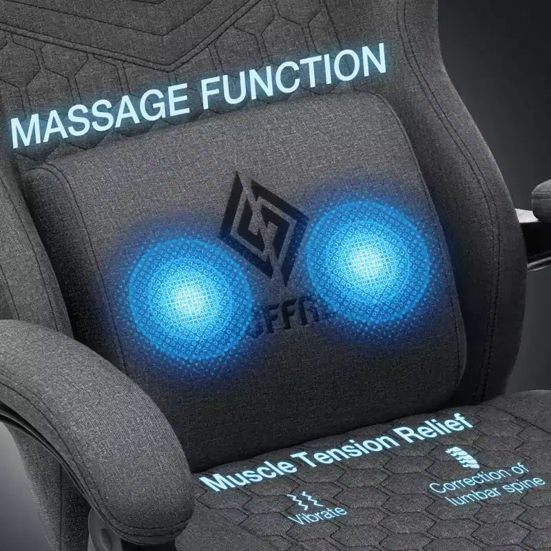 Sedia da gaming Hoffree traspirante con massaggio Sedia da ufficio ergonomica per PC con altoparlante Bluetooth e poggiapiedi