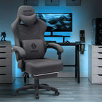 Sedia da gaming Hoffree traspirante con massaggio Sedia da ufficio ergonomica per PC con altoparlante Bluetooth e poggiapiedi