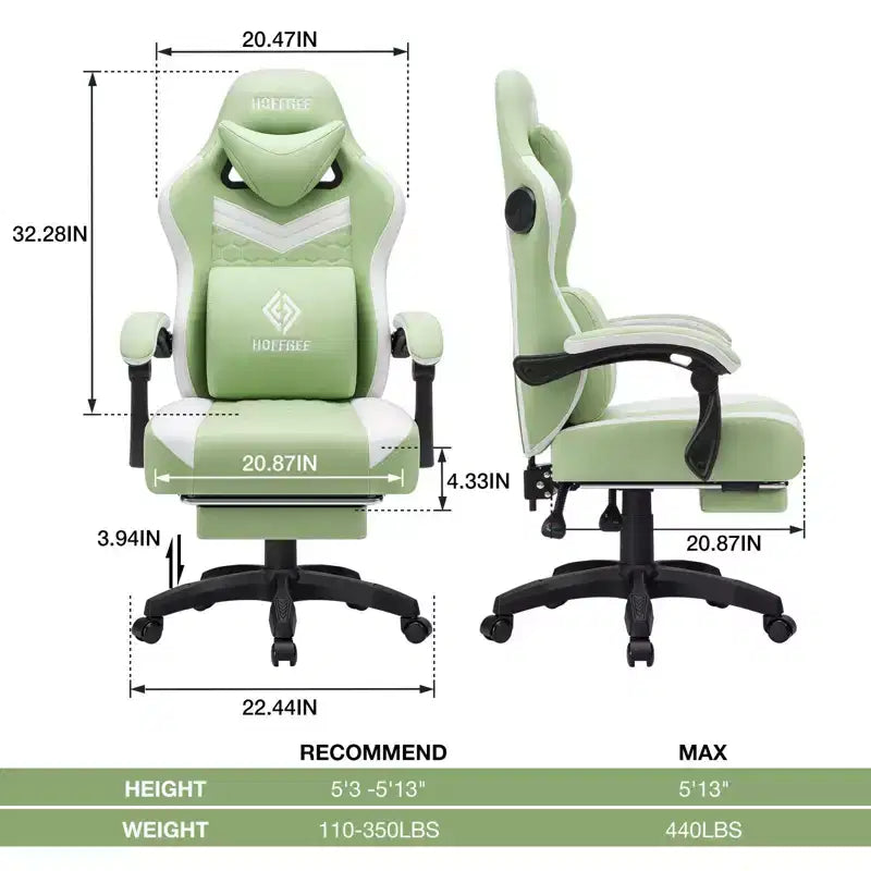 Sedia da gaming Hoffree traspirante con massaggio Sedia da ufficio ergonomica per PC con altoparlante Bluetooth e poggiapiedi