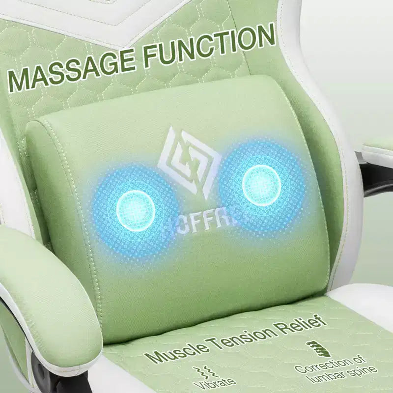 Sedia da gaming Hoffree traspirante con massaggio Sedia da ufficio ergonomica per PC con altoparlante Bluetooth e poggiapiedi