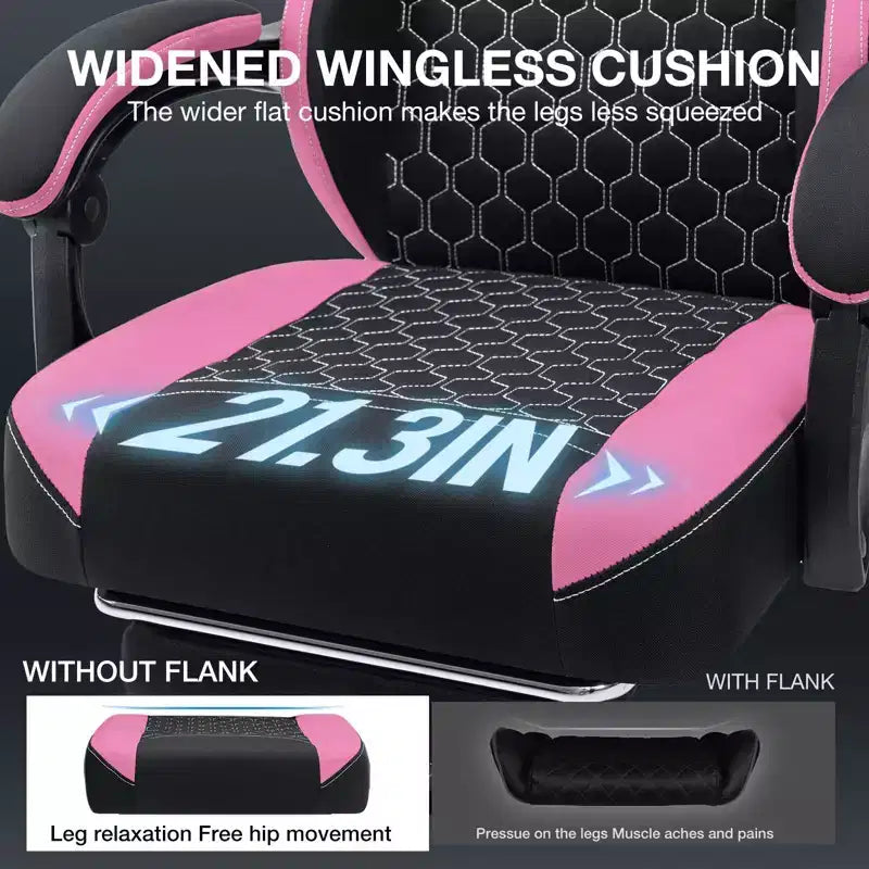 Sedia da gaming Hoffree traspirante con massaggio Sedia da ufficio ergonomica per PC con altoparlante Bluetooth e poggiapiedi