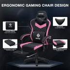 Sedia da gaming Hoffree traspirante con massaggio Sedia da ufficio ergonomica per PC con altoparlante Bluetooth e poggiapiedi