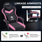 Sedia da gaming Hoffree traspirante con massaggio Sedia da ufficio ergonomica per PC con altoparlante Bluetooth e poggiapiedi