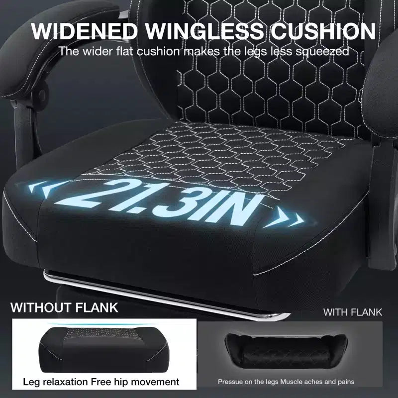 Sedia da gaming Hoffree traspirante con massaggio Sedia da ufficio ergonomica per PC con altoparlante Bluetooth e poggiapiedi