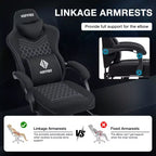 Sedia da gaming Hoffree traspirante con massaggio Sedia da ufficio ergonomica per PC con altoparlante Bluetooth e poggiapiedi