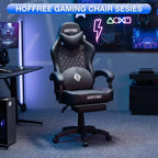 Fauteuil de bureau gaming en cuir Hoffree avec massage, ergonomique, et haut-parleur Bluetooth et repose-pieds