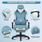 Fauteuil de bureau gaming en cuir Hoffree avec massage, ergonomique, et haut-parleur Bluetooth et repose-pieds
