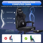 Fauteuil de bureau gaming en cuir Hoffree avec massage, ergonomique, et haut-parleur Bluetooth et repose-pieds