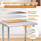 Table de travail robuste en acier inoxydable, table utilitaire à hauteur réglable pour la maison, le garage et la restauration