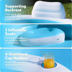 Joyfy 120 x 101 x 26 Piscine Gonflable, Piscine Familiale Bleue avec Sièges, Dossier et Porte-Gobelet pour Enfants, Fête Aquatique Estivale en Famille, Amusement dans le Jardin