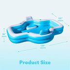 Joyfy 120 x 101 x 26 Piscine Gonflable, Piscine Familiale Bleue avec Sièges, Dossier et Porte-Gobelet pour Enfants, Fête Aquatique Estivale en Famille, Amusement dans le Jardin