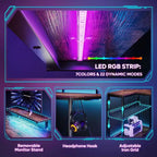 Bureau de jeu Bestier 52 avec lumières LED, bureau en forme de L avec prise de courant et support d'écran, bureau d'angle pour ordinateur