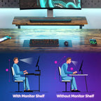 Bureau de jeu Bestier 52 avec lumières LED, bureau en forme de L avec prise de courant et support d'écran, bureau d'angle pour ordinateur