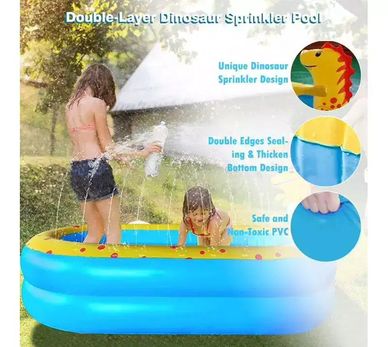 MOVSSOU Piscine gonflable dinosaure pour enfants, piscine pour bébés, pour intérieur et extérieur, à partir de 2 ans, 67x 41x 32 Bleu