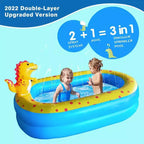 MOVSSOU Piscine gonflable dinosaure pour enfants, piscine pour bébés, pour intérieur et extérieur, à partir de 2 ans, 67x 41x 32 Bleu