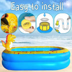 MOVSSOU Piscine gonflable dinosaure pour enfants, piscine pour bébés, pour intérieur et extérieur, à partir de 2 ans, 67x 41x 32 Bleu