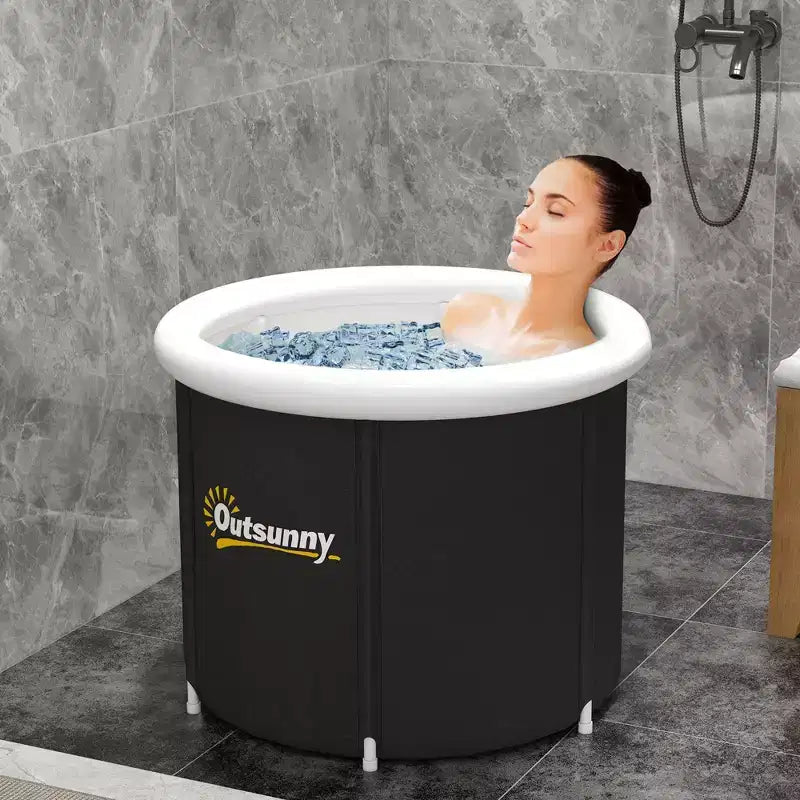 Baignoire de glace portable, baignoire de plongée froide extérieure avec couvercle thermique, housse et sac de transport, pour la récupération des athlètes et la thérapie par l'eau froide