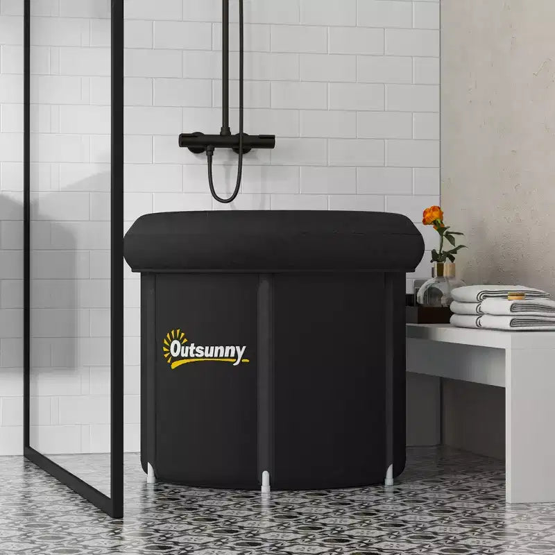 Baignoire de glace portable, baignoire de plongée froide extérieure avec couvercle thermique, housse et sac de transport, pour la récupération des athlètes et la thérapie par l'eau froide