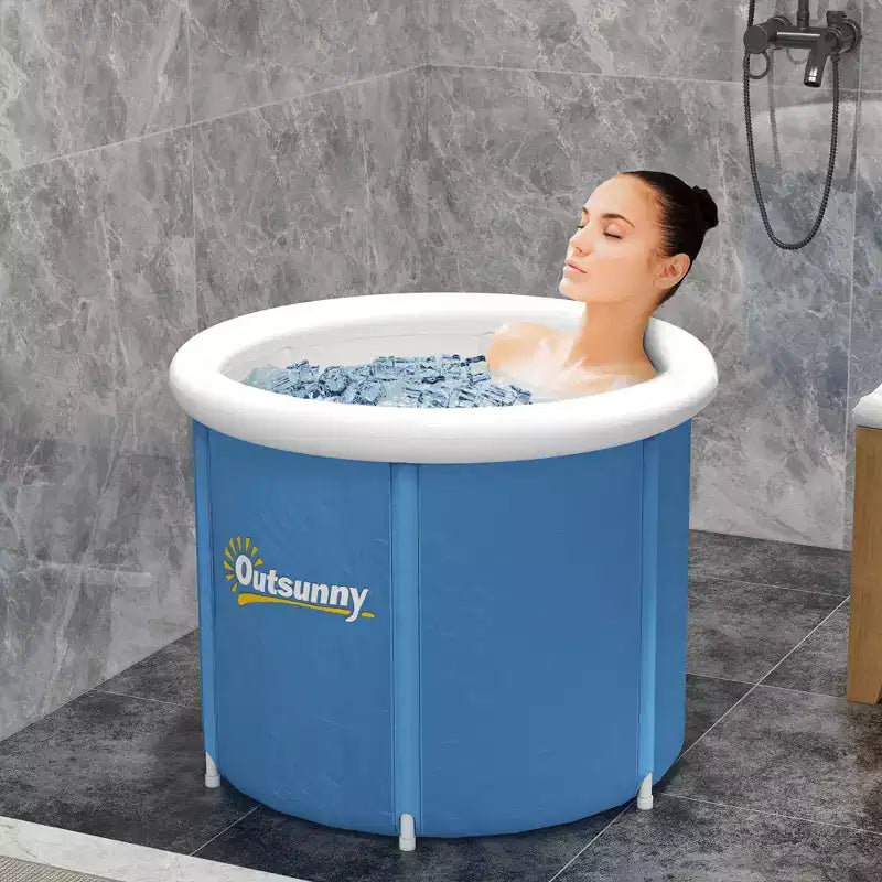 Baignoire de glace portable, baignoire de plongée froide extérieure avec couvercle thermique, housse et sac de transport, pour la récupération des athlètes et la thérapie par l'eau froide
