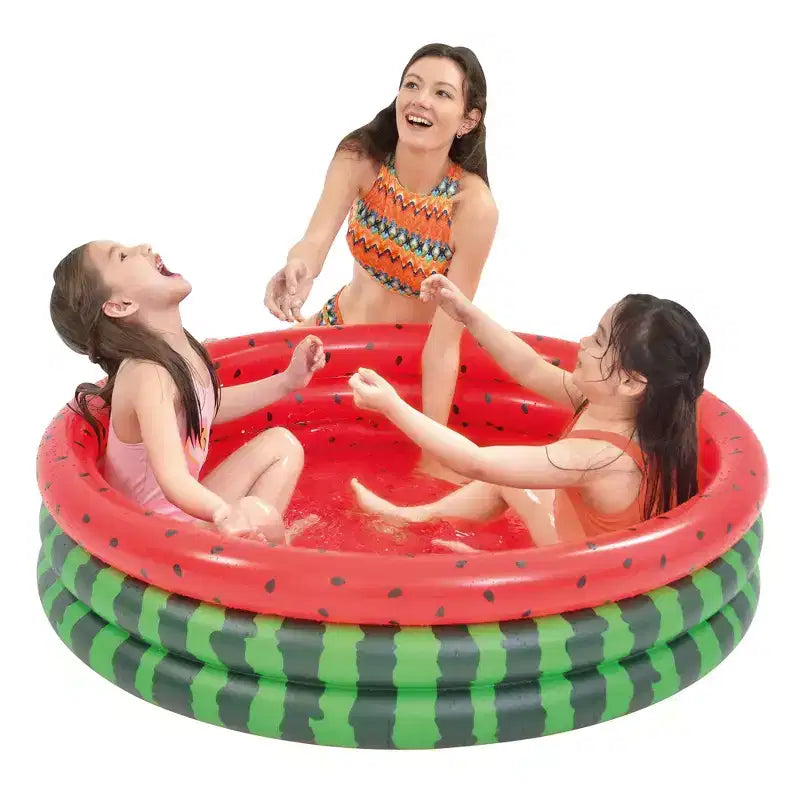 Pool Central Inflatable Round 3 Ring Watermelon Kiddie Swimming Pool - 47