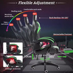 Sedia da gioco da corsa massaggiante Hoffree Comfort Sedia da ufficio ergonomica per PC con poggiapiedi e luce RGB