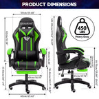 Sedia da gioco da corsa massaggiante Hoffree Comfort Sedia da ufficio ergonomica per PC con poggiapiedi e luce RGB