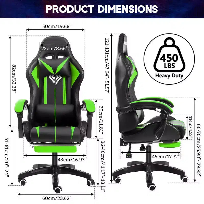 Sedia da gioco da corsa massaggiante Hoffree Comfort Sedia da ufficio ergonomica per PC con poggiapiedi e luce RGB