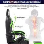 Sedia da gioco da corsa massaggiante Hoffree Comfort Sedia da ufficio ergonomica per PC con poggiapiedi e luce RGB