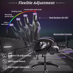 Sedia da gioco da corsa massaggiante Hoffree Comfort Sedia da ufficio ergonomica per PC con poggiapiedi e luce RGB