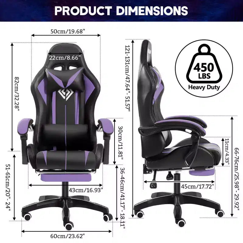 Sedia da gioco da corsa massaggiante Hoffree Comfort Sedia da ufficio ergonomica per PC con poggiapiedi e luce RGB