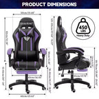 Sedia da gioco da corsa massaggiante Hoffree Comfort Sedia da ufficio ergonomica per PC con poggiapiedi e luce RGB