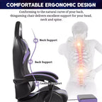 Sedia da gioco da corsa massaggiante Hoffree Comfort Sedia da ufficio ergonomica per PC con poggiapiedi e luce RGB