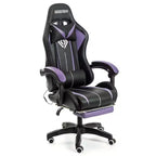 Sedia da gioco da corsa massaggiante Hoffree Comfort Sedia da ufficio ergonomica per PC con poggiapiedi e luce RGB