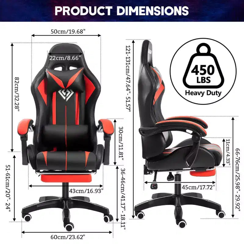 Sedia da gioco da corsa massaggiante Hoffree Comfort Sedia da ufficio ergonomica per PC con poggiapiedi e luce RGB
