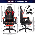 Sedia da gioco da corsa massaggiante Hoffree Comfort Sedia da ufficio ergonomica per PC con poggiapiedi e luce RGB