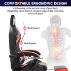 Sedia da gioco da corsa massaggiante Hoffree Comfort Sedia da ufficio ergonomica per PC con poggiapiedi e luce RGB